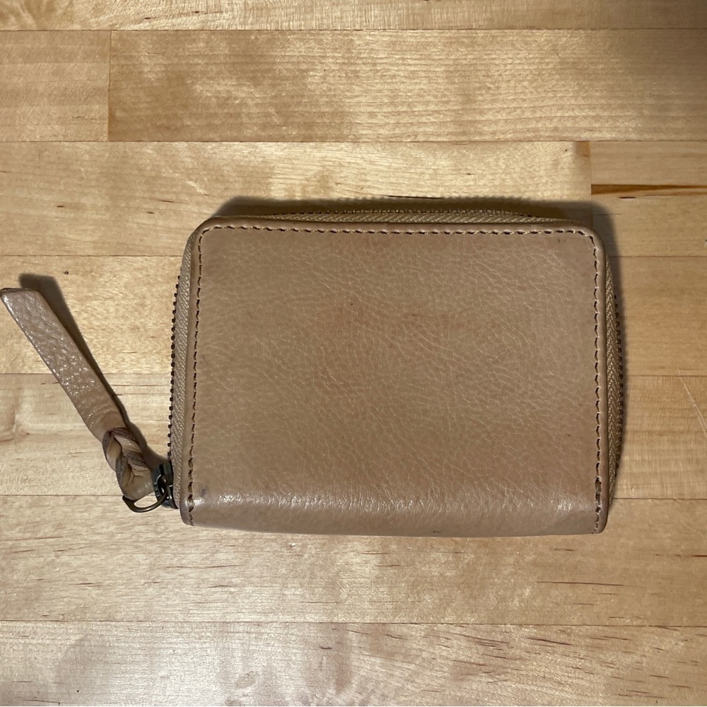 Rock Paper Scissors Alexa Leather Zip Around Card Wallet Tan Compact Organizer